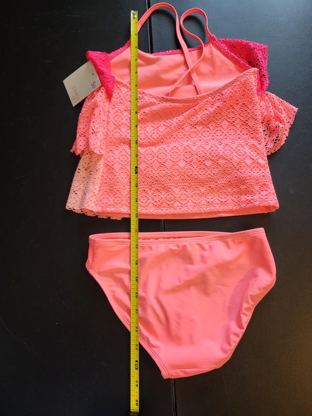 Girls Size 10 Crochet Style  2 Piece Tankini Swimsuit NWT Ombre Pink